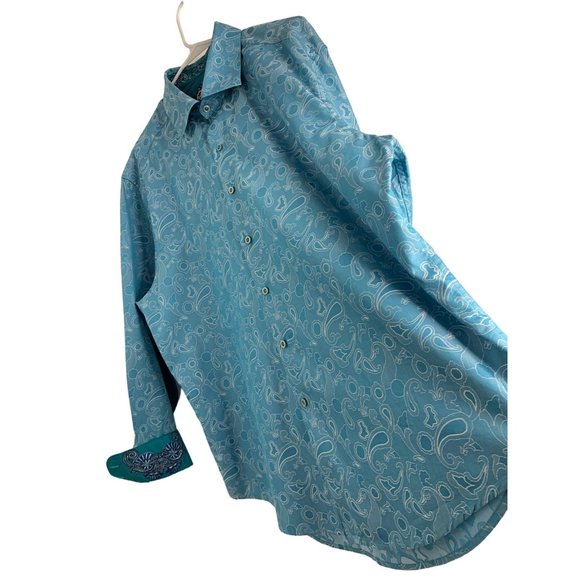 3XL Robert Graham Blue Contrast Trim Long Sleeve Shirt Classic Fit EUC 6513 - Picture 5 of 10